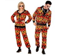 W WIDMANN MILANO Party Fashion - Disfraz Chándal en llamas, Fireuit, Infierno, Traje años 80, Chándal, Traje mal gusto, Halloween