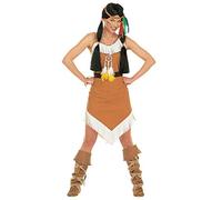 Widmann Disfraz Comanche – vestido con cinturón y diadema con pluma – Talla S Marrón