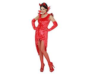 W WIDMANN MILANO Party Fashion - Disfraz de Dama del Diablo, Vestido, Guantes, Collar, Diablo, Demonio, Halloween