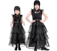 W WIDMANN MILANO Party Fashion - Moda Fiesta - Disfraz Niños Niña Oscuro, vestido, miércoles, disfraz Halloween