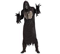 W WIDMANN MILANO Party Fashion - Disfraz de demonio, túnica con capucha, guantes, máscara, terror, muerte, Halloween