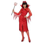 W WIDMANN MILANO Party Fashion - Disfraz de diablesa, vestido, cuernos, satanás, demonio, horror, Halloween, carnaval
