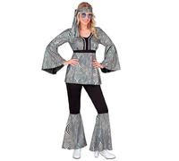 W WIDMANN MILANO Party Fashion - Disfraz de discoteca de los años 70 para mujer, conjunto retro con top, pantalones y diadema para Carnaval y fiestas