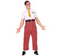 W WIDMANN MILANO Party Fashion - Disfraz de empollón Mono, cinturón, corbata, gafas, empollón, friki, carnaval