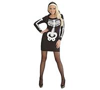 W WIDMANN MILANO Party Fashion - Disfraz de esqueleto glamuroso, vestido con capucha, Halloween