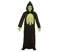 W WIDMANN MILANO Party Fashion - Disfraz de esqueleto maestro para niños | Túnica con capucha estilo la Parca, para Halloween, Carnaval, fiestas de terror y fiestas temáticas