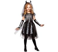 W WIDMANN MILANO Party Fashion - disfraz de esqueleto para niña, disfraz de novia muerta para Halloween, disfraces de carnaval para niños, vestido con accesorios