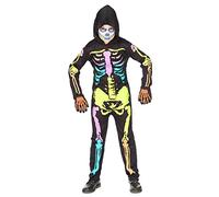 W WIDMANN MILANO Party Fashion - Disfraz de esqueleto para niños, Disfraz de Halloween, Disfraces de carnaval para niños, Mono con capucha