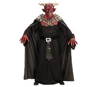 W WIDMANN MILANO Party Fashion - Disfraz de guerrero demoníaco del diablo, máscara con hombreras y capa, fiesta temática de carnaval