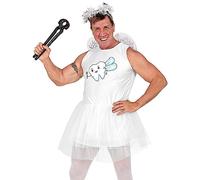 W WIDMANN MILANO Party Fashion - Disfraz de hada de los dientes para hombre, vestido blanco con tutú, alas y tocado, conjunto para carnaval