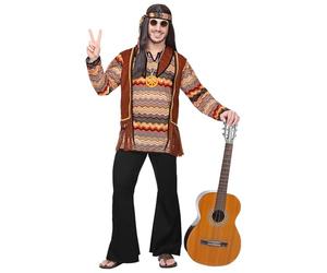 W WIDMANN MILANO Party Fashion - Disfraz de hippie, camisa con chaleco, pantalones, cinta para la cabeza, collar, Flower Power, años 60