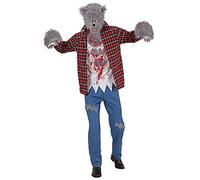W WIDMANN MILANO Party Fashion - Disfraz de hombre lobo, camisa, camiseta, pantalón, guantes, máscara, animales, Halloween