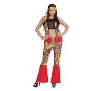 W WIDMANN MILANO Party Fashion - Disfraz de mujer hippie, top, chaleco, pantalones, pañuelo, cadena con medallón, carnaval, fiesta temática