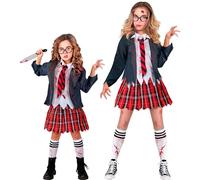 W WIDMANN MILANO Party Fashion - Disfraz de niña zombi para niños, traje de Halloween con falda, blusa, chaqueta y corbata