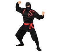 W WIDMANN MILANO Party Fashion - Disfraz de ninja musculoso, camisa muscular, guerrero japonés, luchador, disfraces de carnaval