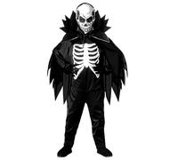 W WIDMANN MILANO Party Fashion - Disfraz de niño Esqueleto, disfraz, capa con collar, máscara, Halloween, carnaval, fiesta temática