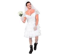 W WIDMANN MILANO Party Fashion - Disfraz de novia para hombre, vestido y velo, para despedidas de soltero, carnaval, fiestas temáticas