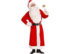 W WIDMANN MILANO Party Fashion - Disfraz de Papá Noel de terciopelo, abrigo con capucha y cinturón, Santa Claus, disfraz de Navidad