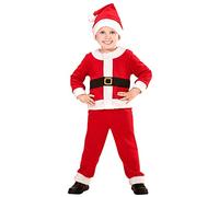 W WIDMANN MILANO Party Fashion - Disfraz de Papá Noel para niños, conjunto de 3 piezas con camisa, pantalones y gorro, para fiestas temáticas, Adviento y Carnaval