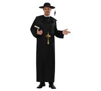 W WIDMANN MILANO Party Fashion - Disfraz de sacerdote | Conjunto de 2 piezas con túnica y cadena con cruz, de cura para el carnaval, el teatro y las fiestas temáticas