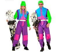 W WIDMANN MILANO Party Fashion - Disfraz de snowboarder, mono, traje de nieve retro, conjunto de los 80, conjunto de mal gusto, disfraces de carnaval
