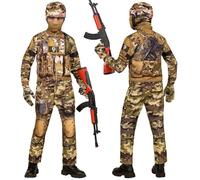 W WIDMANN MILANO Party Fashion - Disfraz de soldado para niños, conjunto con máscara, traje militar completo para Halloween y Carnaval