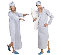 W WIDMANN MILANO Party Fashion - Disfraz de sonámbulo con camisón | Camisón a rayas azules y blancas con gorro de dormir - Disfraz unisex para Carnaval y fiestas temáticas