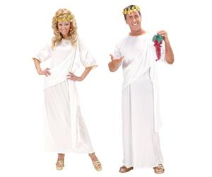 W WIDMANN MILANO Party Fashion - Disfraz de toga para adultos | Túnica blanca para mujer y hombre, disfraz de diosa griega, dios o romano para Carnaval y fiestas temáticas
