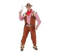 W WIDMANN MILANO Party Fashion - Disfraz de vaquero, sheriff para hombre | Conjunto de disfraz con camisa, chaleco, pantalones, cinturón y pañuelo: para el Lejano Oeste y Carnaval