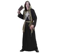 W WIDMANN MILANO Party Fashion - Disfraz de zombi, túnica con capucha, parte superior del cuerpo holográfica con huesos, cinturón