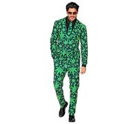 W WIDMANN MILANO Party Fashion - disfraz estilo ganja, traje hojas de cáñamo, cannabis, marihuana, traje de fiesta, disfraces de carnaval