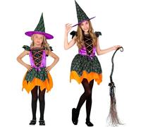 W WIDMANN MILANO Party Fashion - disfraz infantil bruja, vestido, sombrero de bruja, mago, cuento, disfraces, Halloween