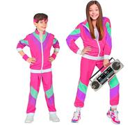 W WIDMANN MILANO Party Fashion - Disfraz Niños chándal, rosa, traje años 80, chándal, traje mal gusto, disfraces