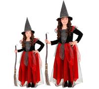 W WIDMANN MILANO Party Fashion - disfraz infantil de bruja, vestido largo hasta el suelo y sombrero de bruja, maga, mago, disfraz de cuento de hadas