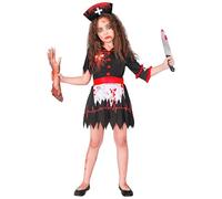 W WIDMANN MILANO Party Fashion - Disfraz infantil de enfermera zombi, vestido con tocado, disfraz sangriento de Halloween