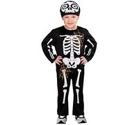 W WIDMANN MILANO Party Fashion - Disfraz infantil de esqueleto, mono, tocado, Halloween, carnaval, fiesta temática.