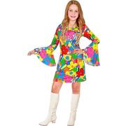 W WIDMANN MILANO Party Fashion - Disfraz infantil años 60, vestido, flower power, hippie, flower girl, Schlagermove