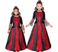 W WIDMANN MILANO Party Fashion - Disfraz infantil de vampiro, vestido largo hasta el suelo, collar, chupasangre, doncella gótica, disfraz gótico para Halloween