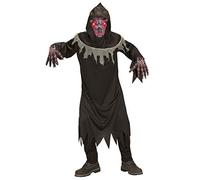 W WIDMANN MILANO Party Fashion - Disfraz infantil demonio diabólico, túnica, guantes, máscara con ojos brillantes, Parca, Halloween
