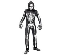 W WIDMANN MILANO Party Fashion - Disfraz infantil esqueleto, mono con capucha, blanco, brilla bajo la luz UV, disfraz Halloween
