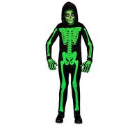 W WIDMANN MILANO Party Fashion - Disfraz infantil esqueleto, mono con capucha, blanco, brilla bajo la luz UV, disfraz Halloween