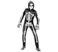 W WIDMANN MILANO Party Fashion - Disfraz infantil esqueleto, mono con capucha, blanco, brilla bajo la luz UV, disfraz Halloween