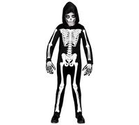 W WIDMANN MILANO Party Fashion - Disfraz infantil esqueleto, mono con capucha, blanco, brilla bajo la luz UV, disfraz Halloween