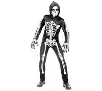 W WIDMANN MILANO Party Fashion - Disfraz infantil esqueleto, mono con capucha, blanco, brilla bajo la luz UV, disfraz Halloween