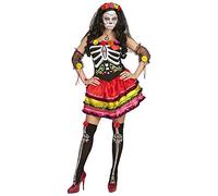 Widmann Mujer Dia De Los Muertos (Dress, Fingerless Gloves, Thigh Highs, Headpie
