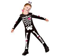 W WIDMANN MILANO Party Fashion - Disfraz infantil esqueleto, mono negro con cinta para el pelo, disfraz Halloween
