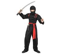 W WIDMANN MILANO Party Fashion Disfraz niño ninja musculoso, color black, 164 cm (Widmann S.r.l. 00540)