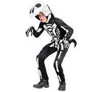 Widmann - Disfraz de tiranosaurio esqueleto para niño, mono con capucha y máscara, Halloween, carnaval, fiesta temática