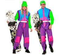 W WIDMANN MILANO Party Fashion - Disfraz snowboarder, mono, traje de nieve retro, traje de los 80, traje de mal gusto, disfraces