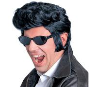 W WIDMANN MILANO Party Fashion E6096 - Peluca Rock'n'Roll, negra, look Presley, peluca años 50, carnaval, fiesta temática